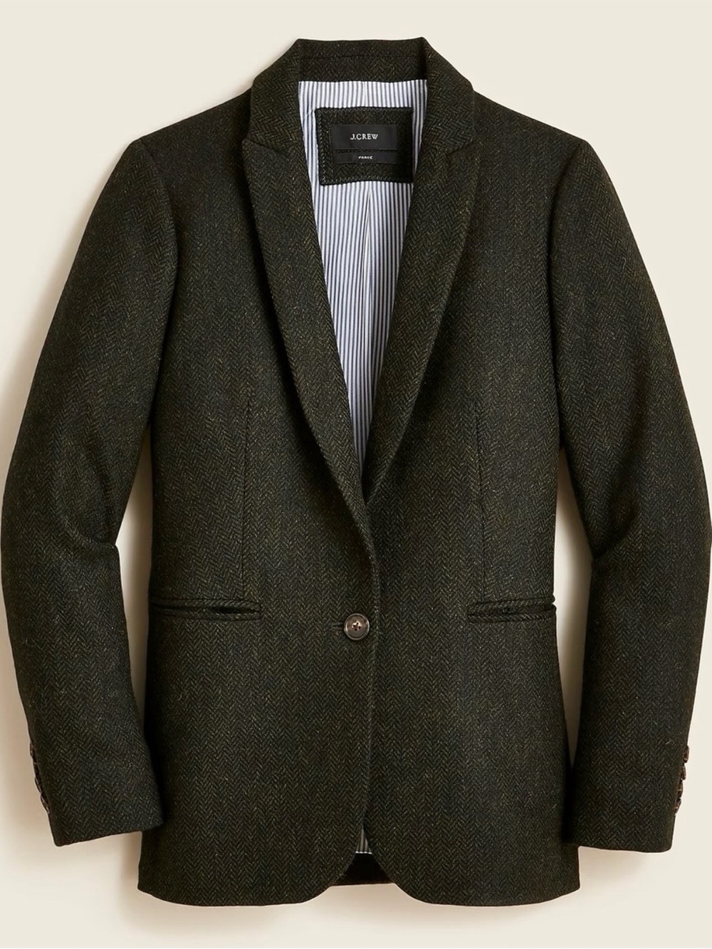 J.Crew Parke Blazer English Wool Herringbone Pine Green Women's Size 4P Classic